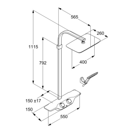 Kludi Cockpit Discovery Termosztátos Dual Zuhanyrendszer 8020091-00 műszaki adatlap